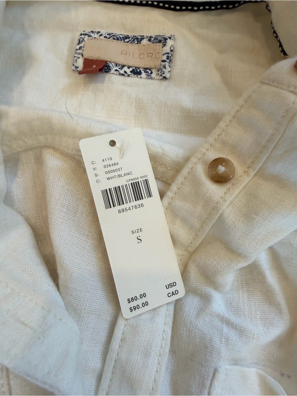 Pilcro Cream Button-Front Top - Picture 2 of 4